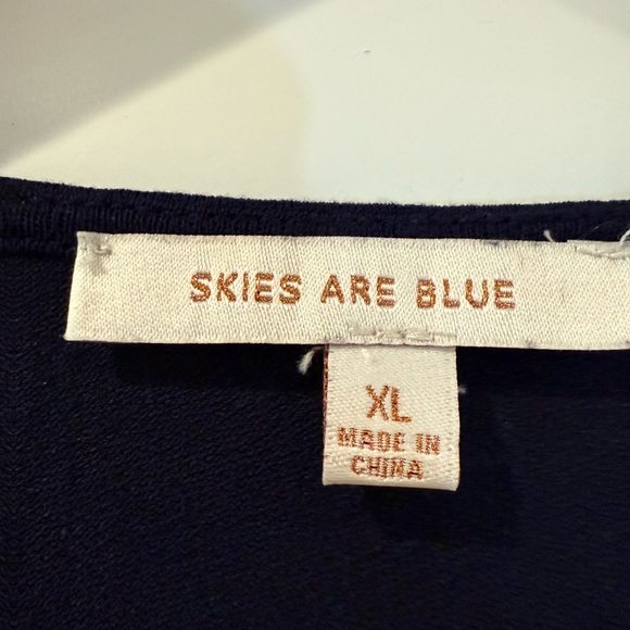 Skies Are Blue Dark Blue Embroidered Blouse - Picture 3 of 4